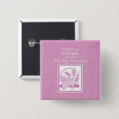 Plein communicant Pink Vierkante Button 5,1 Cm (Voorkant /achterkant)