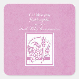 Plein communicant Pink Vierkante Sticker