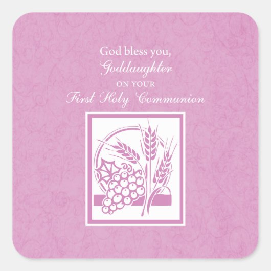 Plein communicant Pink Vierkante Sticker (Voorkant)