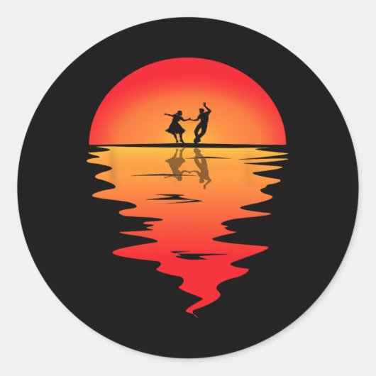 Plein Dansen Sunset Square Danser Plein Ronde Sticker (Voorkant)