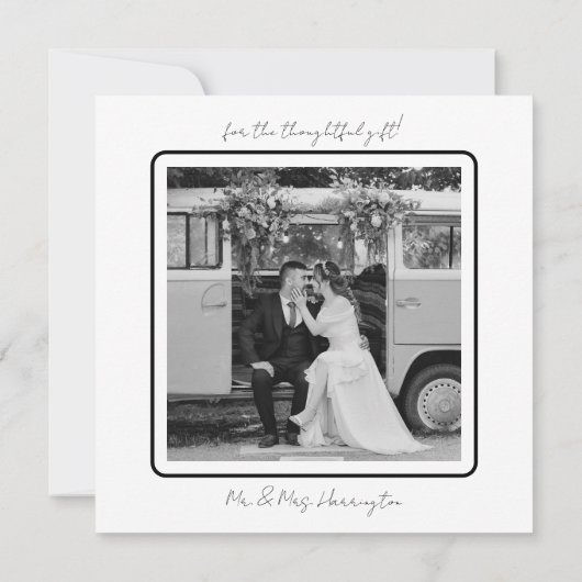 Plein Eenvoudig Dank u Bruiloftsfotokaarten Bedankkaart (Achterkant)