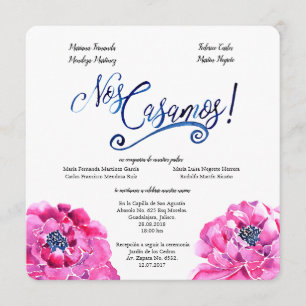 Plein Spaanse huwelijksuitnodiging, Invitación Bod Kaart