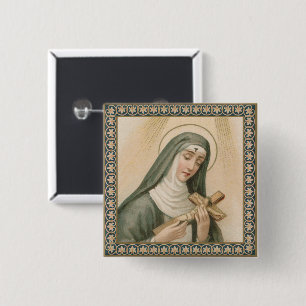 Plein St. Rita van Cascia (M 015) Vierkante Button 5,1 Cm