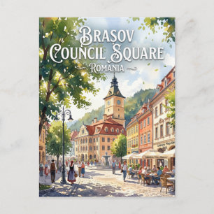 Plein van Brașov Roemenië Briefkaart