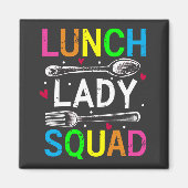 Plein van de arbeiders in de Lunch Lady Squad Cafe Magneet (Voorkant)