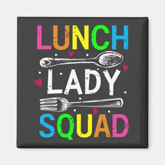 Plein van de arbeiders in de Lunch Lady Squad Cafe Magneet (Voorkant)
