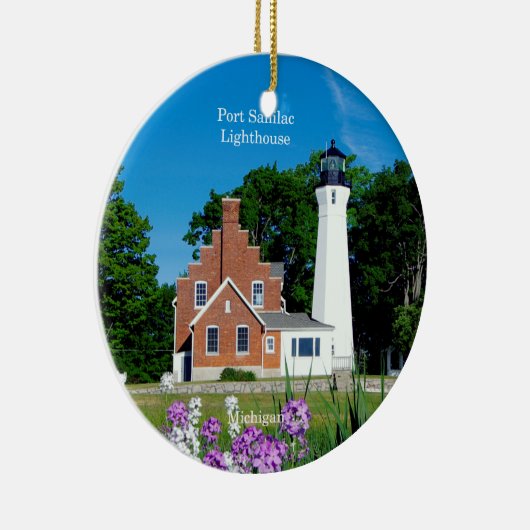 Plein van de vuurtoren van de haven keramisch ornament (Rechts)