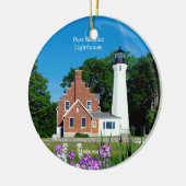 Plein van de vuurtoren van de haven keramisch ornament (Links)