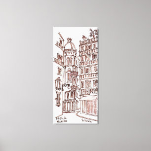 Plein van Manises in de oude stad Valencia, Span Canvas Afdruk