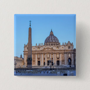 Plein van Sint-Pieter in Vaticaanstad - Rome, Ital Vierkante Button 5,1 Cm