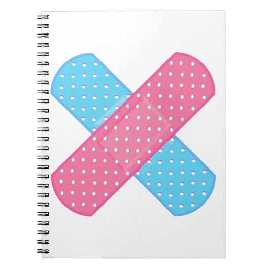 pleister roze blauw notitieboek (Voorkant)
