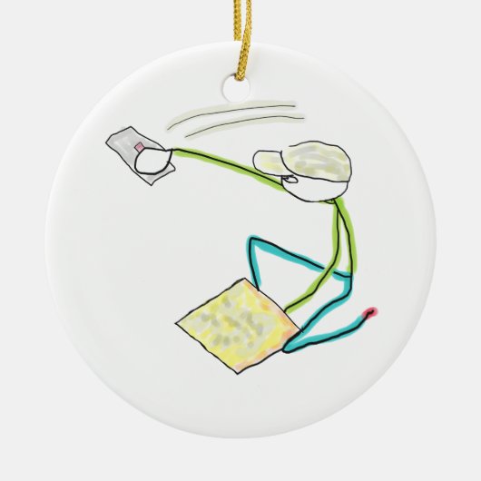 Pleisterer Stickman Keramisch Ornament (Voorkant)