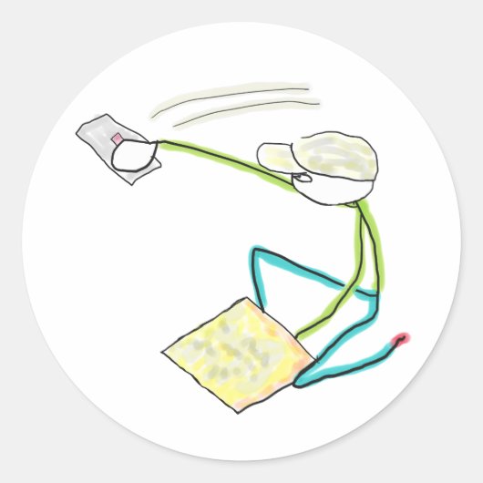 Pleisterer Stickman Ronde Sticker (Voorkant)