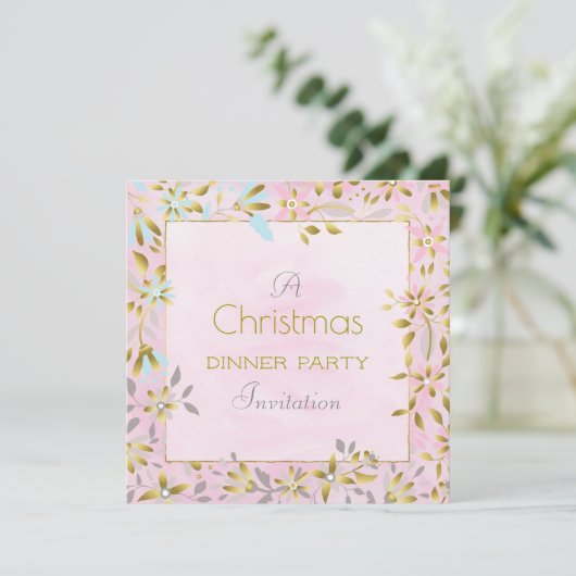 Pleisterkerstvierkant uitnodigen kaart (Staand voorkant)