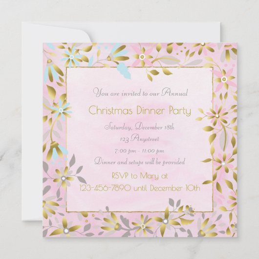 Pleisterkerstvierkant uitnodigen kaart (Achterkant)