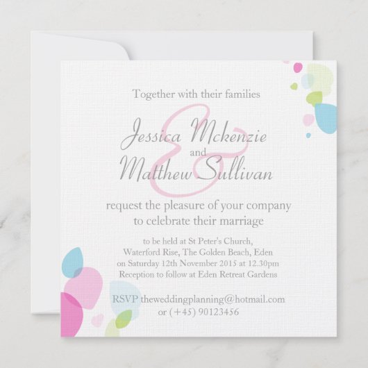 Pleitjes voor vierkant bruiloft kaart (Achterkant)