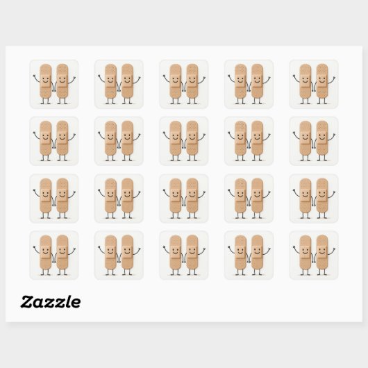 Pleitstokfiguur Koppel dat Zwaait Vierkante Sticker (Vel)