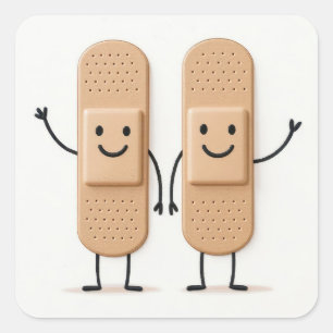 Pleitstokfiguur Koppel dat Zwaait Vierkante Sticker