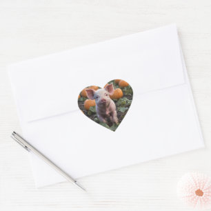 **"Plek van vreugde: een gelukkig babyvarken onder Hart Sticker