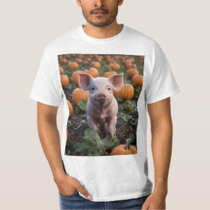**"Plek van vreugde: een gelukkig babyvarken onder T-shirt
