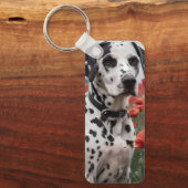 **"Plekken van vreugde: Dalmatiër in een rood papa Sleutelhanger (Voorkant)