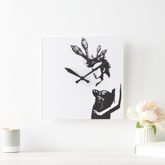 Plena Punk Puerto Rican Art Vierkante Klok (Huis)