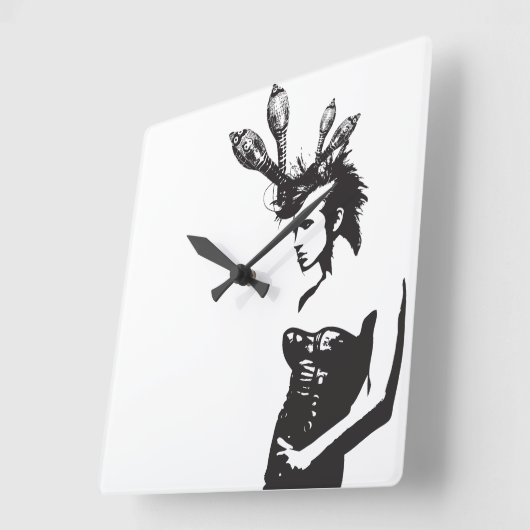 Plena Punk Puerto Rican Art Vierkante Klok (Hoek)