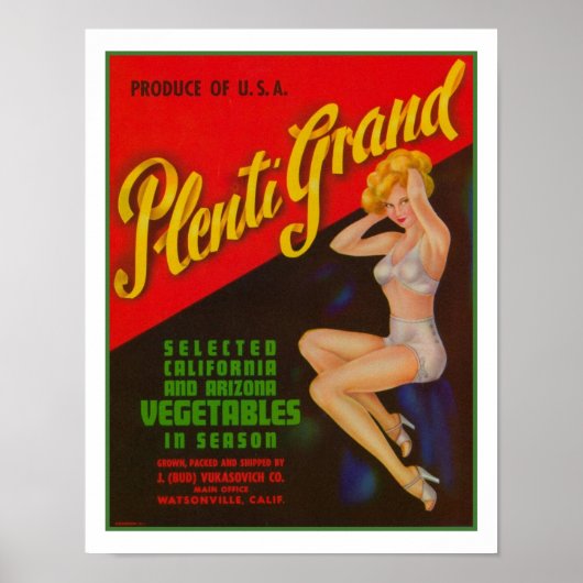 Plenti Grand Vegetable Advertising Poster uit 1940 (Voorkant)