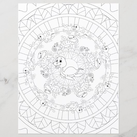 Plesiosaurus Dinosaur Mandala Kleurplaat Voor Kind (Voorkant)