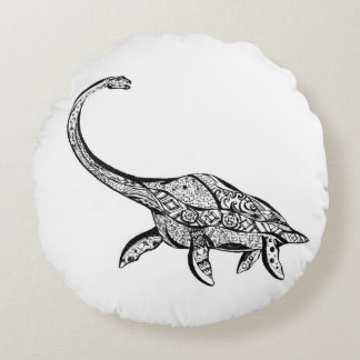 plesiosaurus Dinosaur pillow Rond Kussen