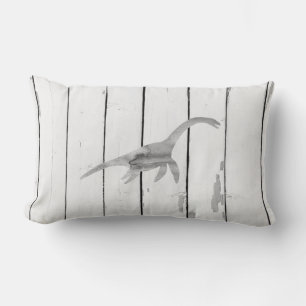 Plesiosaurus Dinosaur Shiplap Rustic Lumbar Pillow Kussen