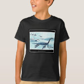 Plesiosaurus Kinder T-Shirt - Donker (middelgroot) (Voorkant)