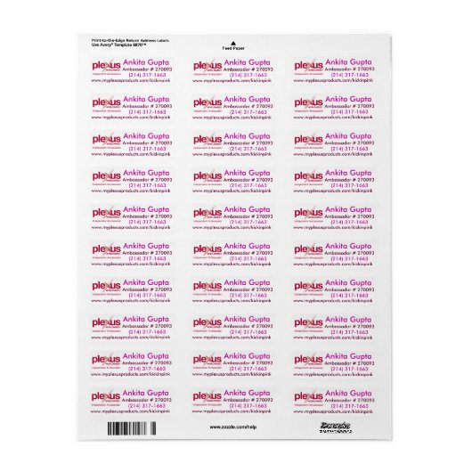 Plexus World Wide mailing Labels (Full Sheet)