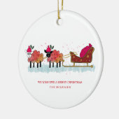 Plezier 2 schapen trekken santas slee keramisch ornament (Links)