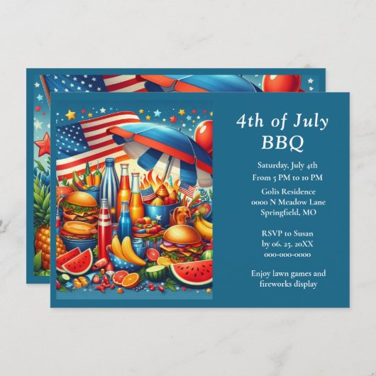 Plezier 4 juli Rood Wit Blauw Kaart (Voorkant / Achterkant)