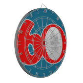 Plezier 60e rood & blauw Voeg je eigen foto dart b Dartbord (Voorkant Links)