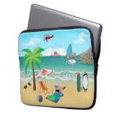 Plezier aan het strand laptop sleeve (Voorkant Links)