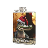 Plezier Alligator in een Kerstman Hoed Heupfles (Links)