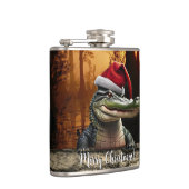 Plezier Alligator in een Kerstman Hoed Heupfles (Rechts)