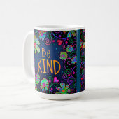 Plezier Be Kind Floral Inspirivity Boho Trendy Koffiemok (Voorkant links)