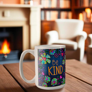 Plezier Be Kind Floral Inspirivity Boho Trendy Koffiemok