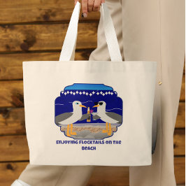 Plezier beleven aan Flocktails op het strand - Gra Grote Tote Bag