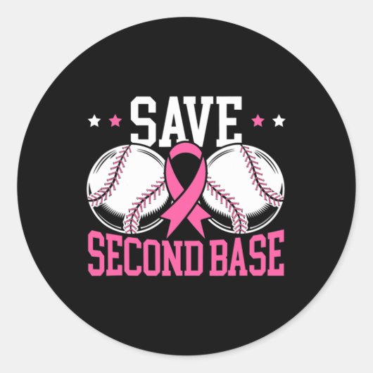 Plezier Bespaar 2e honkbalspeler Borstkanker AW Ronde Sticker (Voorkant)