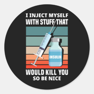 Plezier Diabetische Type 1 Diabetes T1D Zelf injec Ronde Sticker