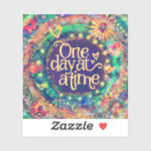 Plezier Een dag per keer Whimsical Floral Inspiriv Sticker (Vel)