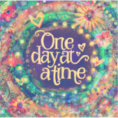 Plezier Een dag per keer Whimsical Floral Inspiriv Sticker (Voorkant)