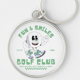 Plezier en glimlach golfclub sleutelhanger