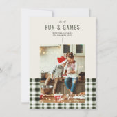 Plezier en kerstspelletjes | Gepersonaliseerde 3 f Feestdagenkaart (Voorkant)