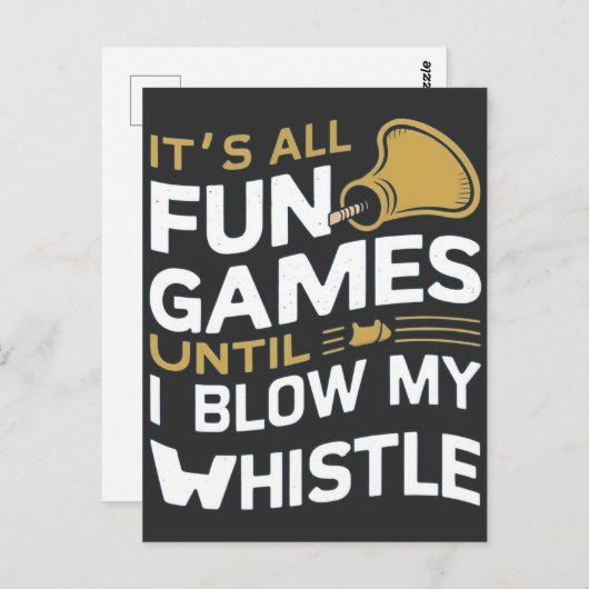 Plezier en Spellen Referee Whistle Quotes Design Briefkaart (Voorkant / Achterkant)