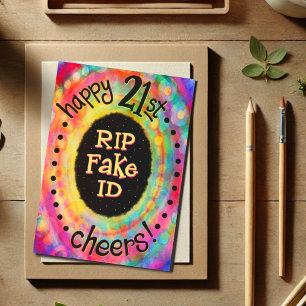 Plezier Gelukkige 21e Verjaardag RIP Fake ID Grapp Kaart